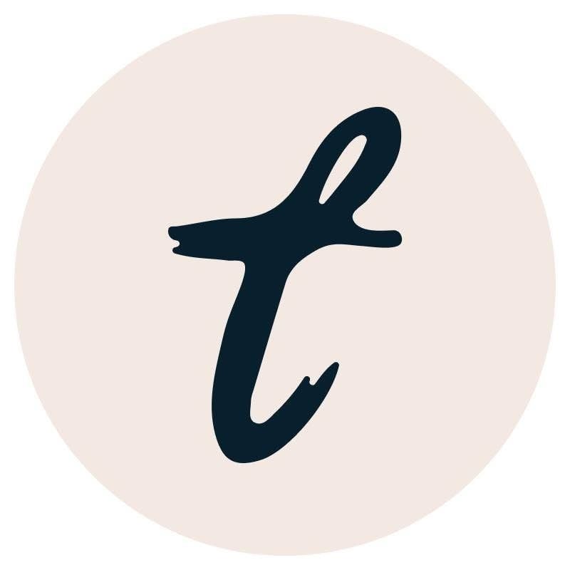 Client logo from Andrea’s portfolio, script t
